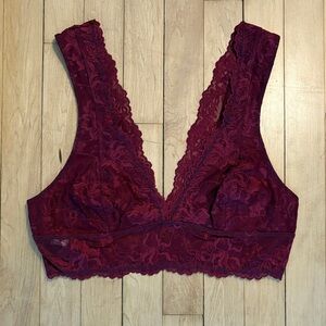 Free People Lace Bralette in Burgundy